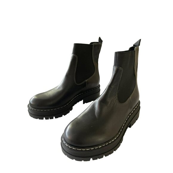 Marc Fisher Patrick Black Leather Chelsea Boots Lug Sole Elastic Sz 6 NEW - Picture 3 of 8